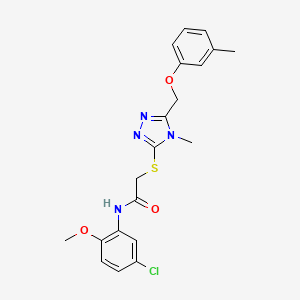 molecular formula C20H21ClN4O3S B3534476 N-(5-chloro-2-methoxyphenyl)-2-({4-methyl-5-[(3-methylphenoxy)methyl]-4H-1,2,4-triazol-3-yl}sulfanyl)acetamide 