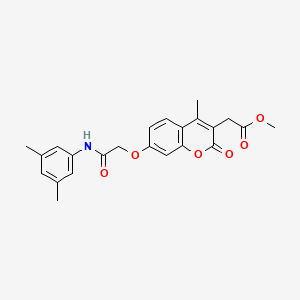 molecular formula C23H23NO6 B3534524 METHYL 2-(7-{[(3,5-DIMETHYLPHENYL)CARBAMOYL]METHOXY}-4-METHYL-2-OXO-2H-CHROMEN-3-YL)ACETATE 