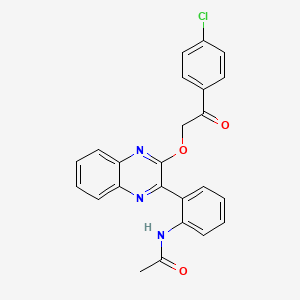 molecular formula C24H18ClN3O3 B3534533 N-(2-{3-[2-(4-chlorophenyl)-2-oxoethoxy]quinoxalin-2-yl}phenyl)acetamide 