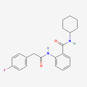 molecular formula C21H23FN2O2 B3534596 N-cyclohexyl-2-{[(4-fluorophenyl)acetyl]amino}benzamide 