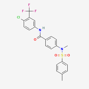 molecular formula C22H18ClF3N2O3S B3534630 N-[4-chloro-3-(trifluoromethyl)phenyl]-4-{methyl[(4-methylphenyl)sulfonyl]amino}benzamide 