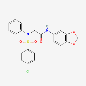 molecular formula C21H17ClN2O5S B3534661 N-(1,3-benzodioxol-5-yl)-2-(N-(4-chlorophenyl)sulfonylanilino)acetamide 