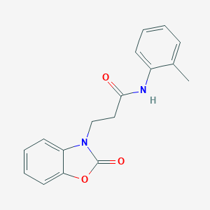 molecular formula C17H16N2O3 B353468 N-(2-methylphenyl)-3-(2-oxo-1,3-benzoxazol-3(2H)-yl)propanamide CAS No. 851989-07-6