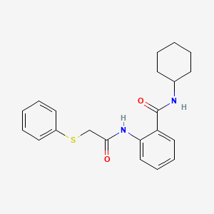 molecular formula C21H24N2O2S B3534781 N-CYCLOHEXYL-2-{[2-(PHENYLSULFANYL)ACETYL]AMINO}BENZAMIDE 