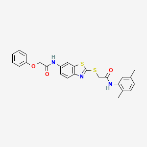 molecular formula C25H23N3O3S2 B3535002 N-[2-[2-(2,5-dimethylanilino)-2-oxoethyl]sulfanyl-1,3-benzothiazol-6-yl]-2-phenoxyacetamide 