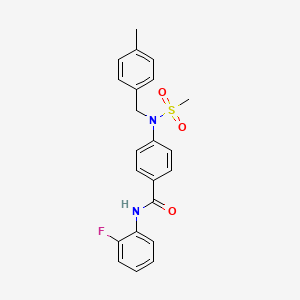 molecular formula C22H21FN2O3S B3535045 N-(2-fluorophenyl)-4-[(4-methylbenzyl)(methylsulfonyl)amino]benzamide 