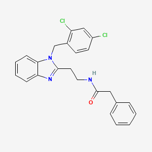 molecular formula C24H21Cl2N3O B3535089 N-[2-[1-[(2,4-dichlorophenyl)methyl]benzimidazol-2-yl]ethyl]-2-phenylacetamide 