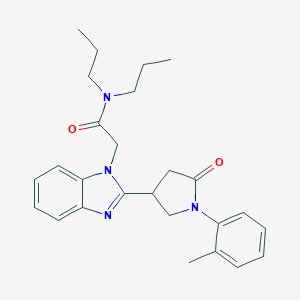 molecular formula C26H32N4O2 B353512 2-{2-[1-(2-methylphenyl)-5-oxopyrrolidin-3-yl]-1H-benzimidazol-1-yl}-N,N-dipropylacetamide CAS No. 942884-35-7