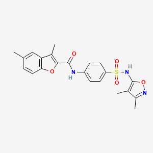 molecular formula C22H21N3O5S B3535149 N-{4-[(3,4-dimethyl-1,2-oxazol-5-yl)sulfamoyl]phenyl}-3,5-dimethyl-1-benzofuran-2-carboxamide 