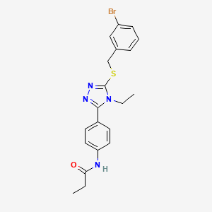 molecular formula C20H21BrN4OS B3535168 N-(4-{5-[(3-bromobenzyl)sulfanyl]-4-ethyl-4H-1,2,4-triazol-3-yl}phenyl)propanamide 