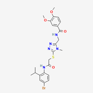 molecular formula C24H28BrN5O4S B3535223 N-({5-[(2-{[4-bromo-2-(propan-2-yl)phenyl]amino}-2-oxoethyl)sulfanyl]-4-methyl-4H-1,2,4-triazol-3-yl}methyl)-3,4-dimethoxybenzamide 