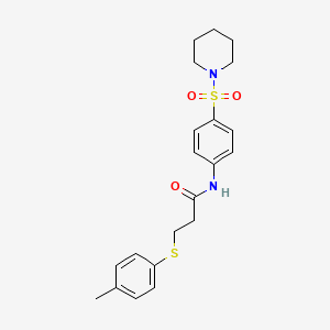 molecular formula C21H26N2O3S2 B3535260 3-[(4-methylphenyl)sulfanyl]-N-[4-(piperidin-1-ylsulfonyl)phenyl]propanamide 