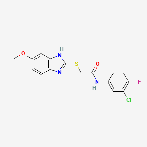 molecular formula C16H13ClFN3O2S B3535333 N~1~-(3-CHLORO-4-FLUOROPHENYL)-2-[(5-METHOXY-1H-1,3-BENZIMIDAZOL-2-YL)SULFANYL]ACETAMIDE 