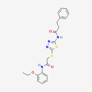 molecular formula C21H22N4O3S2 B3535361 N-(5-((2-((2-ethoxyphenyl)amino)-2-oxoethyl)thio)-1,3,4-thiadiazol-2-yl)-3-phenylpropanamide 