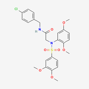 molecular formula C25H27ClN2O7S B3535387 N~1~-(4-chlorobenzyl)-N~2~-(2,5-dimethoxyphenyl)-N~2~-[(3,4-dimethoxyphenyl)sulfonyl]glycinamide 