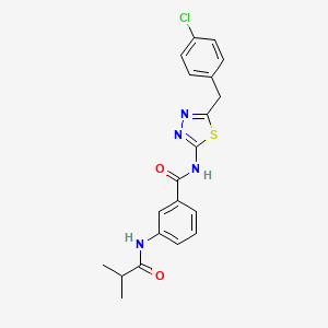 molecular formula C20H19ClN4O2S B3535418 N-{5-[(4-CHLOROPHENYL)METHYL]-1,3,4-THIADIAZOL-2-YL}-3-(2-METHYLPROPANAMIDO)BENZAMIDE 