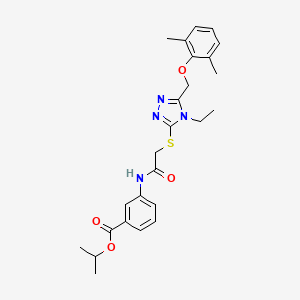 molecular formula C25H30N4O4S B3535426 propan-2-yl 3-{[({5-[(2,6-dimethylphenoxy)methyl]-4-ethyl-4H-1,2,4-triazol-3-yl}sulfanyl)acetyl]amino}benzoate 