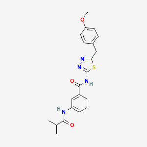 molecular formula C21H22N4O3S B3535463 N-{5-[(4-METHOXYPHENYL)METHYL]-1,3,4-THIADIAZOL-2-YL}-3-(2-METHYLPROPANAMIDO)BENZAMIDE 