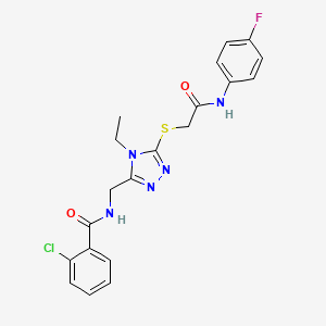 molecular formula C20H19ClFN5O2S B3535487 2-chloro-N-{[4-ethyl-5-({2-[(4-fluorophenyl)amino]-2-oxoethyl}sulfanyl)-4H-1,2,4-triazol-3-yl]methyl}benzamide 