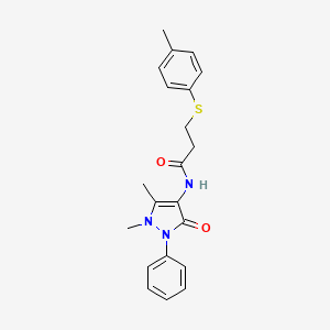 molecular formula C21H23N3O2S B3535526 N-(1,5-dimethyl-3-oxo-2-phenyl-2,3-dihydro-1H-pyrazol-4-yl)-3-[(4-methylphenyl)sulfanyl]propanamide 