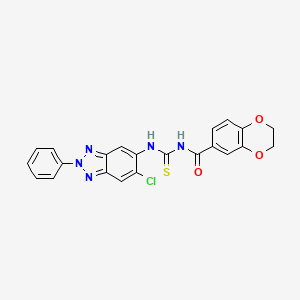 molecular formula C22H16ClN5O3S B3535533 N-{[(6-chloro-2-phenyl-2H-1,2,3-benzotriazol-5-yl)amino]carbonothioyl}-2,3-dihydro-1,4-benzodioxine-6-carboxamide 