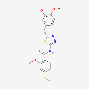 molecular formula C20H21N3O4S2 B3535554 N-{5-[(3,4-DIMETHOXYPHENYL)METHYL]-1,3,4-THIADIAZOL-2-YL}-2-METHOXY-4-(METHYLSULFANYL)BENZAMIDE 