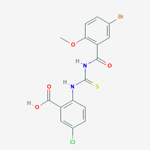 molecular formula C16H12BrClN2O4S B3535557 2-({[(5-Bromo-2-methoxyphenyl)carbonyl]carbamothioyl}amino)-5-chlorobenzoic acid 