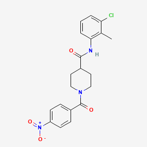 molecular formula C20H20ClN3O4 B3535633 N-(3-chloro-2-methylphenyl)-1-(4-nitrobenzoyl)-4-piperidinecarboxamide 