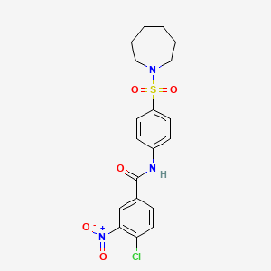 molecular formula C19H20ClN3O5S B3535645 N-[4-(azepan-1-ylsulfonyl)phenyl]-4-chloro-3-nitrobenzamide 