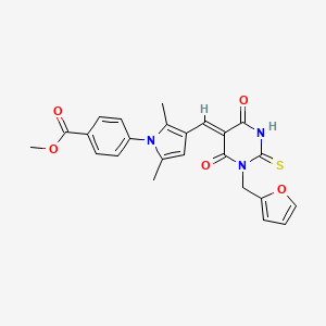 molecular formula C24H21N3O5S B3535749 methyl 4-[3-[(Z)-[1-(furan-2-ylmethyl)-4,6-dioxo-2-sulfanylidene-1,3-diazinan-5-ylidene]methyl]-2,5-dimethylpyrrol-1-yl]benzoate 