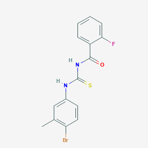 molecular formula C15H12BrFN2OS B3535759 N-[(4-bromo-3-methylphenyl)carbamothioyl]-2-fluorobenzamide 