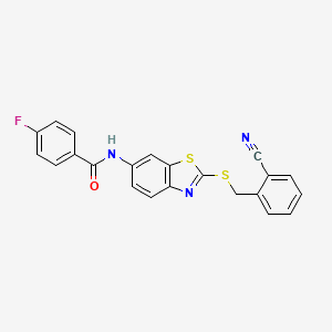 molecular formula C22H14FN3OS2 B3535807 N-{2-[(2-cyanobenzyl)sulfanyl]-1,3-benzothiazol-6-yl}-4-fluorobenzamide 