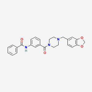molecular formula C26H25N3O4 B3535859 N-(3-{4-[(2H-1,3-BENZODIOXOL-5-YL)METHYL]PIPERAZINE-1-CARBONYL}PHENYL)BENZAMIDE 