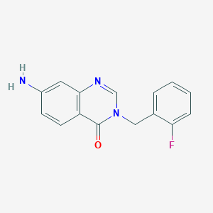 molecular formula C15H12FN3O B353597 7-amino-3-(2-fluorobenzyl)quinazolin-4(3H)-one CAS No. 893779-06-1