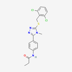 molecular formula C19H18Cl2N4OS B3535972 N-(4-{5-[(2,6-dichlorobenzyl)sulfanyl]-4-methyl-4H-1,2,4-triazol-3-yl}phenyl)propanamide 