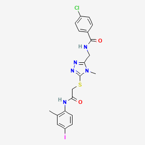 molecular formula C20H19ClIN5O2S B3536020 4-chloro-N-{[5-({2-[(4-iodo-2-methylphenyl)amino]-2-oxoethyl}sulfanyl)-4-methyl-4H-1,2,4-triazol-3-yl]methyl}benzamide 
