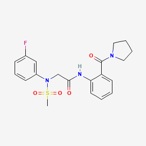 molecular formula C20H22FN3O4S B3536027 N~2~-(3-fluorophenyl)-N~2~-(methylsulfonyl)-N-[2-(pyrrolidin-1-ylcarbonyl)phenyl]glycinamide 