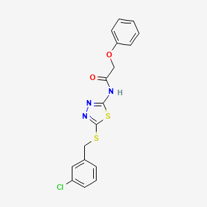 molecular formula C17H14ClN3O2S2 B3536156 N-(5-{[(3-CHLOROPHENYL)METHYL]SULFANYL}-1,3,4-THIADIAZOL-2-YL)-2-PHENOXYACETAMIDE 