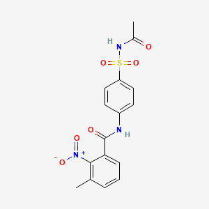 molecular formula C16H15N3O6S B3536239 N-[4-(acetylsulfamoyl)phenyl]-3-methyl-2-nitrobenzamide 