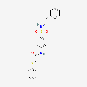 molecular formula C22H22N2O3S2 B3536395 N-{4-[(2-phenylethyl)sulfamoyl]phenyl}-2-(phenylsulfanyl)acetamide 