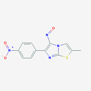 molecular formula C12H8N4O3S B035364 Imidazo(2,1-b)thiazole, 2-methyl-6-(p-nitrophenyl)-5-nitroso- CAS No. 106636-46-8