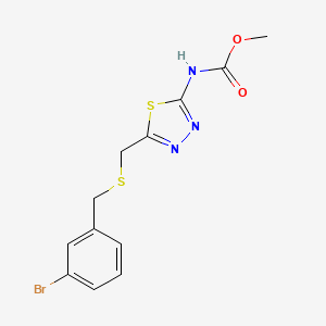molecular formula C12H12BrN3O2S2 B3536515 Methyl (5-(((3-bromobenzyl)thio)methyl)-1,3,4-thiadiazol-2-yl)carbamate 