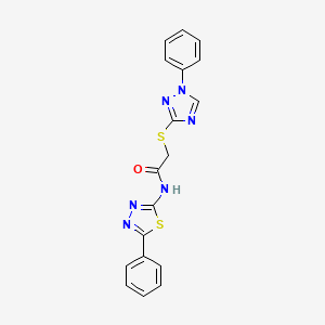molecular formula C18H14N6OS2 B3536519 N-(5-phenyl-1,3,4-thiadiazol-2-yl)-2-[(1-phenyl-1H-1,2,4-triazol-3-yl)sulfanyl]acetamide 