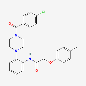 molecular formula C26H26ClN3O3 B3536537 N-(2-{4-[(4-chlorophenyl)carbonyl]piperazin-1-yl}phenyl)-2-(4-methylphenoxy)acetamide 
