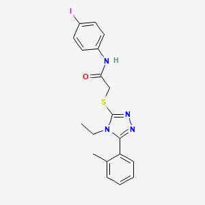 molecular formula C19H19IN4OS B3536555 2-{[4-ethyl-5-(2-methylphenyl)-4H-1,2,4-triazol-3-yl]sulfanyl}-N-(4-iodophenyl)acetamide 
