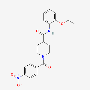 molecular formula C21H23N3O5 B3536602 N-(2-ethoxyphenyl)-1-(4-nitrobenzoyl)piperidine-4-carboxamide 