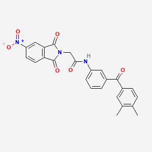 molecular formula C25H19N3O6 B3536646 N-{3-[(3,4-dimethylphenyl)carbonyl]phenyl}-2-(5-nitro-1,3-dioxo-1,3-dihydro-2H-isoindol-2-yl)acetamide 