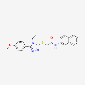 molecular formula C23H22N4O2S B3536723 2-{[4-ethyl-5-(4-methoxyphenyl)-4H-1,2,4-triazol-3-yl]sulfanyl}-N-(naphthalen-2-yl)acetamide 