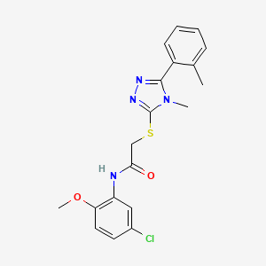 molecular formula C19H19ClN4O2S B3536844 N-(5-chloro-2-methoxyphenyl)-2-{[4-methyl-5-(2-methylphenyl)-4H-1,2,4-triazol-3-yl]sulfanyl}acetamide 