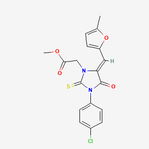 molecular formula C18H15ClN2O4S B3536861 methyl {(5Z)-3-(4-chlorophenyl)-5-[(5-methylfuran-2-yl)methylidene]-4-oxo-2-thioxoimidazolidin-1-yl}acetate 
